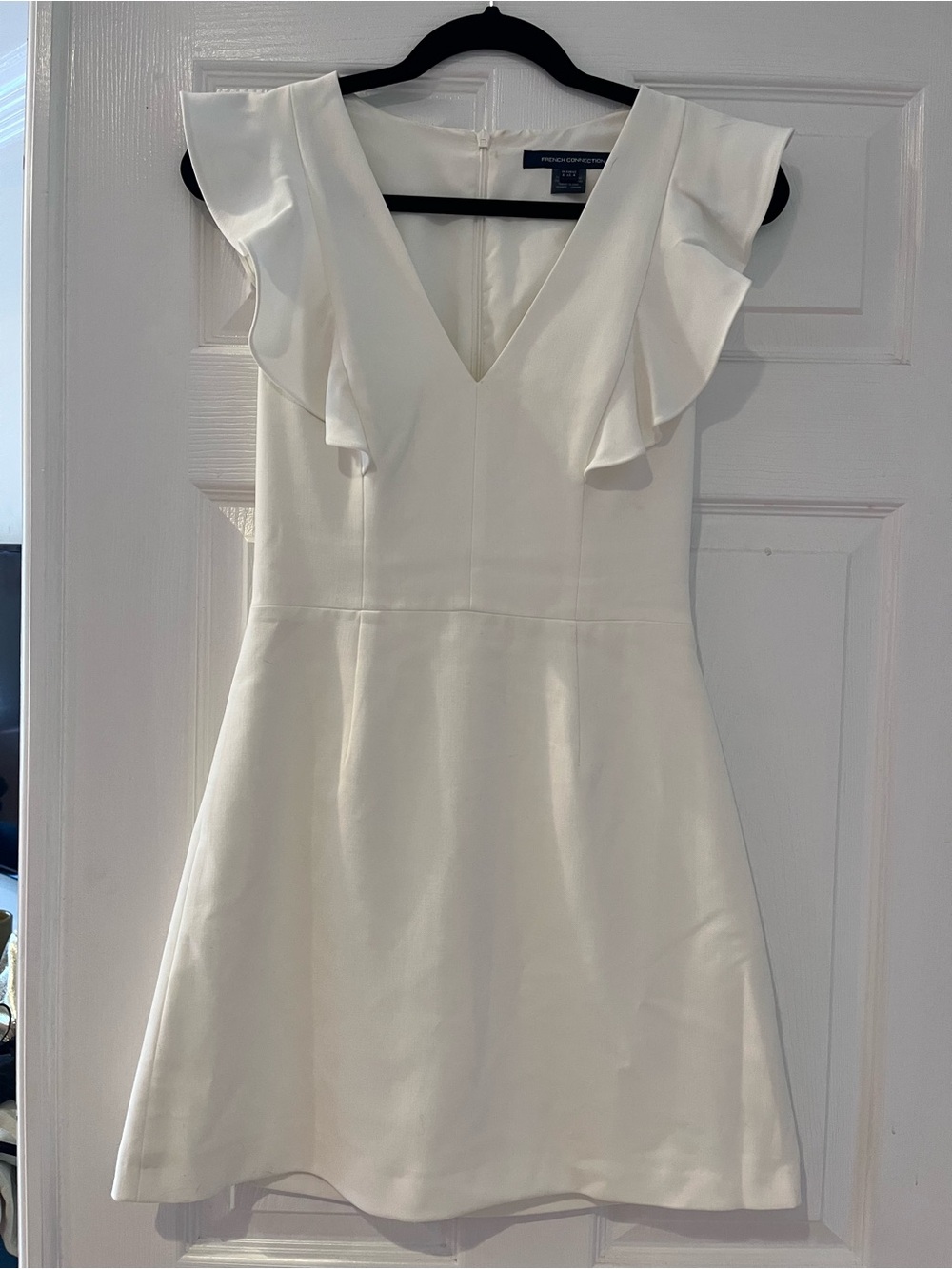 French Connection White Ruffle Sleeve Fit & Flare Dress | Size 4 (US)